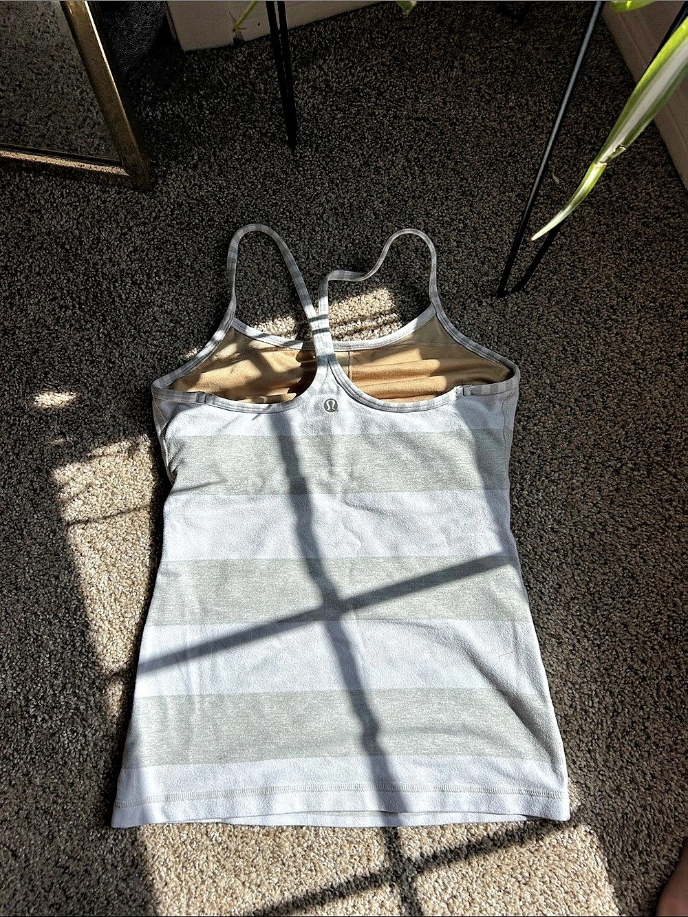lululemon Striped Tank Top Gray & White Waist 4